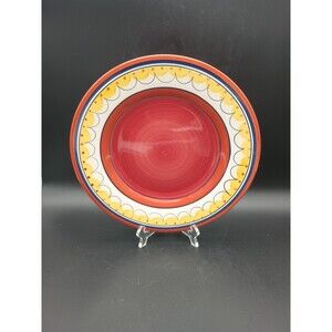 Pier1 Earthenware Del Sol Dinner Plate Red Yellow Blue Bands Dots Replacement